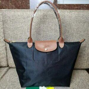 Longchamp Le Pliage Nylon Large Shoulder Bag Tote Travel Bag Black
